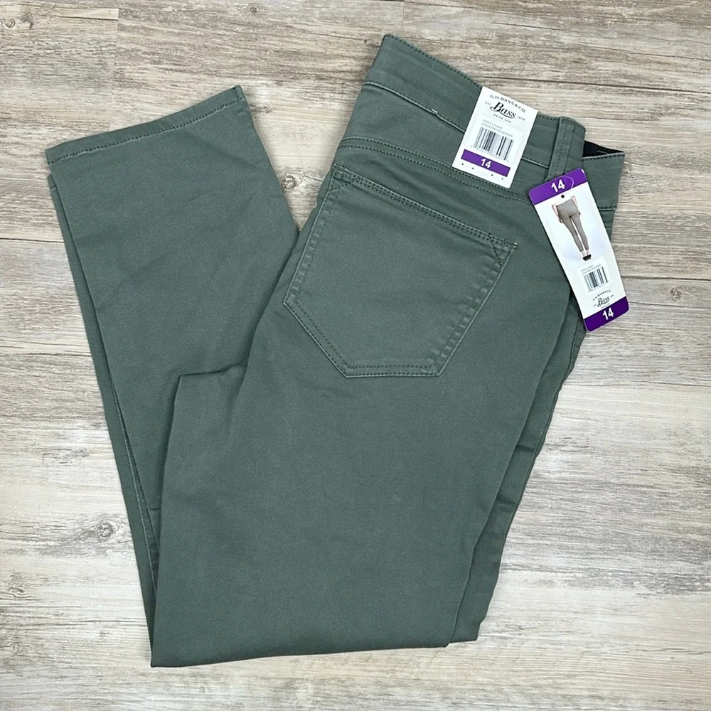 G. H. Bass Olive Green Rosemary High Waist Skinny Ankle Jeans NWT Size 14 NEW